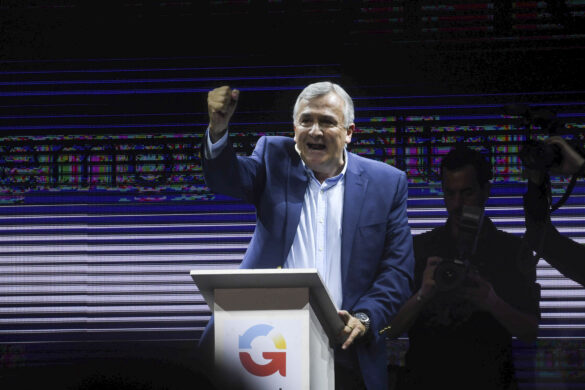 Jujuy governor Gerardo Morales at his campaign launch event. Source: Télam.