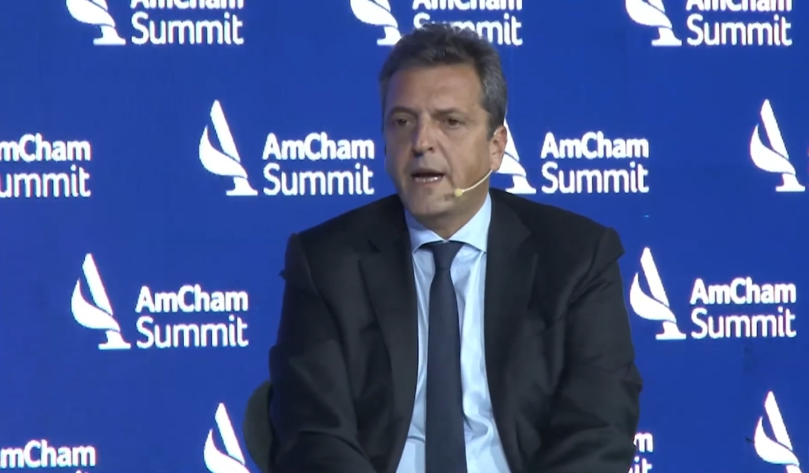 Massa speaks at the AmCham summit. Source: Screenshot