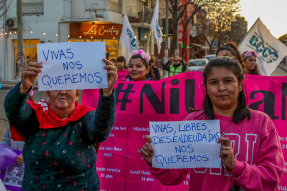 Anti-femicide campaigners march on June 3 in La Pampa, Argentina.