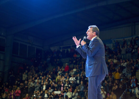 Sergio Massa gave his first speech as presidential candidate. Credit: Télam