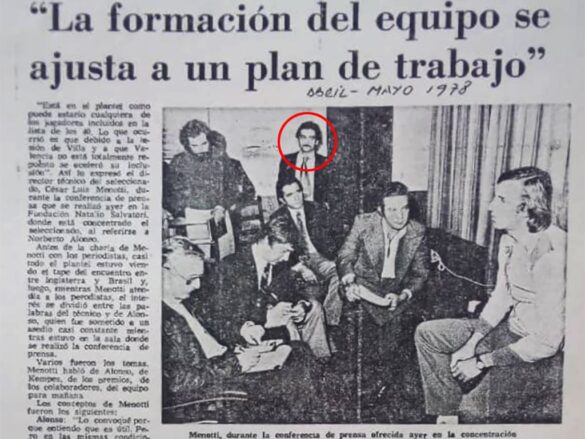 The article in La Nación where Cubas was pictured at Menotti's press conference in 1978. Credit: courtesy Raúl Cubas