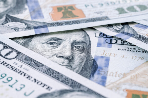 Hundred dollar bill. Money isolated on white background. American cash