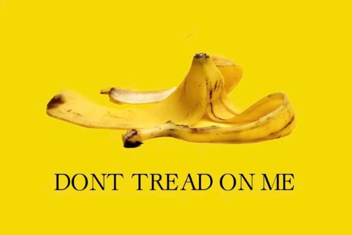 A Gadsden flag with a banana instead of a rattle snake