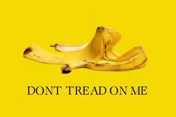 A Gadsden flag with a banana instead of a rattle snake