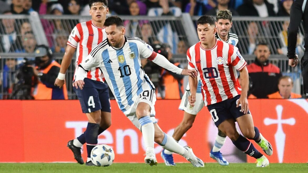 Lionel Messi came in to the game in the second half against Paraguay.