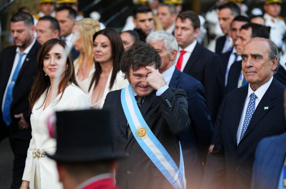 Argentina's President Javier Milei gestures as he walks towards the Metropolitan Cathedral to attend a Te Deum during his inauguration day, in Buenos Aires, Argentina December 10, 2023. REUTERS/Irina Dambrauskas NO RESALES. NO ARCHIVES