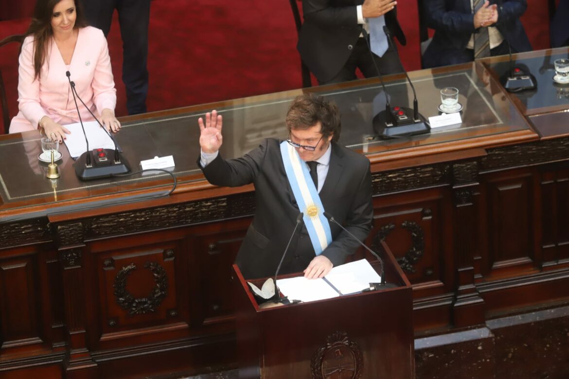 Javier Milei in Congress. Credit: Mariano Fuchila