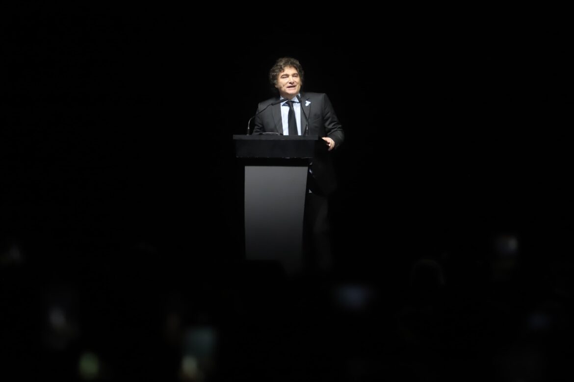 President Milei giving a speech. Credit: Mariano Fuchila