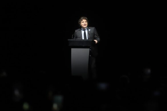 President Milei giving a speech. Credit: Mariano Fuchila