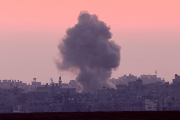 Smoke rises over the Gaza Strip, following an Israeli air strike, amid the ongoing conflict between Israel and Hamas, near the Israel-Gaza border, as seen from Israel, June 5, 2024. REUTERS/Amir Cohen/ File Photo