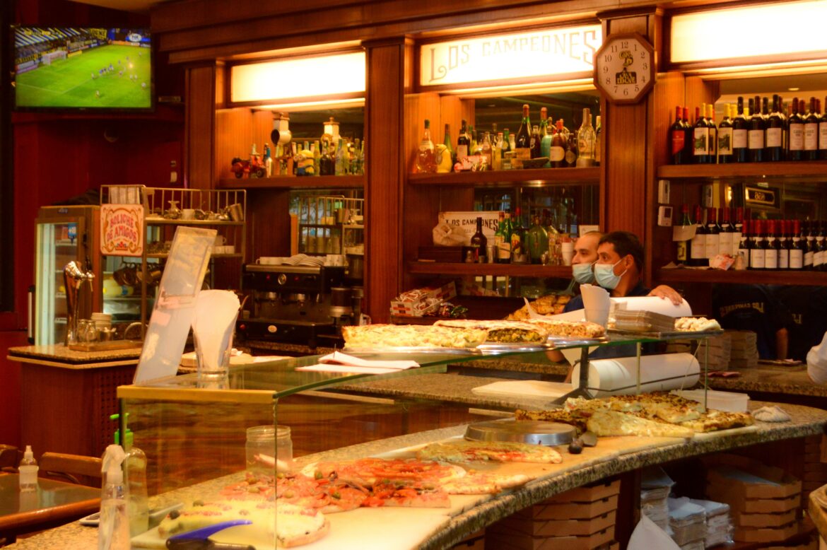 A great place to watch football in Buenos Aires: Pizzeria Los Campeones, five blocks from the Boca stadium in barracas. Photo: Amy Booth