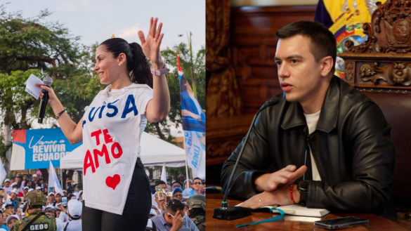 Luisa González and Daniel Noboa. Photos posted on X by candidates, collage by Herald