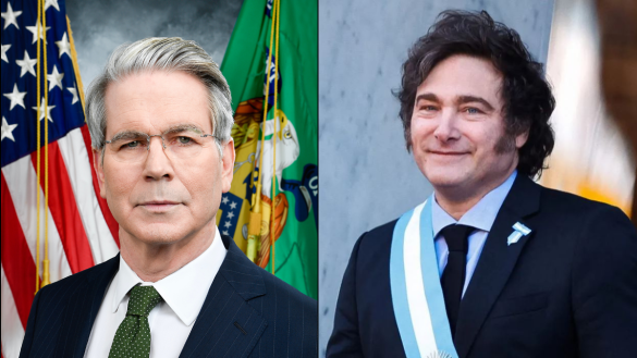 US Treasury Secretary Scott Bessent and Argentine President Javier Milei. Photos: U.S. Government and Casa Rosada