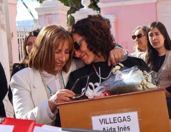 Claudia Villegas with the remains of her sister Aida. Credit: courtesy of the Villegas family