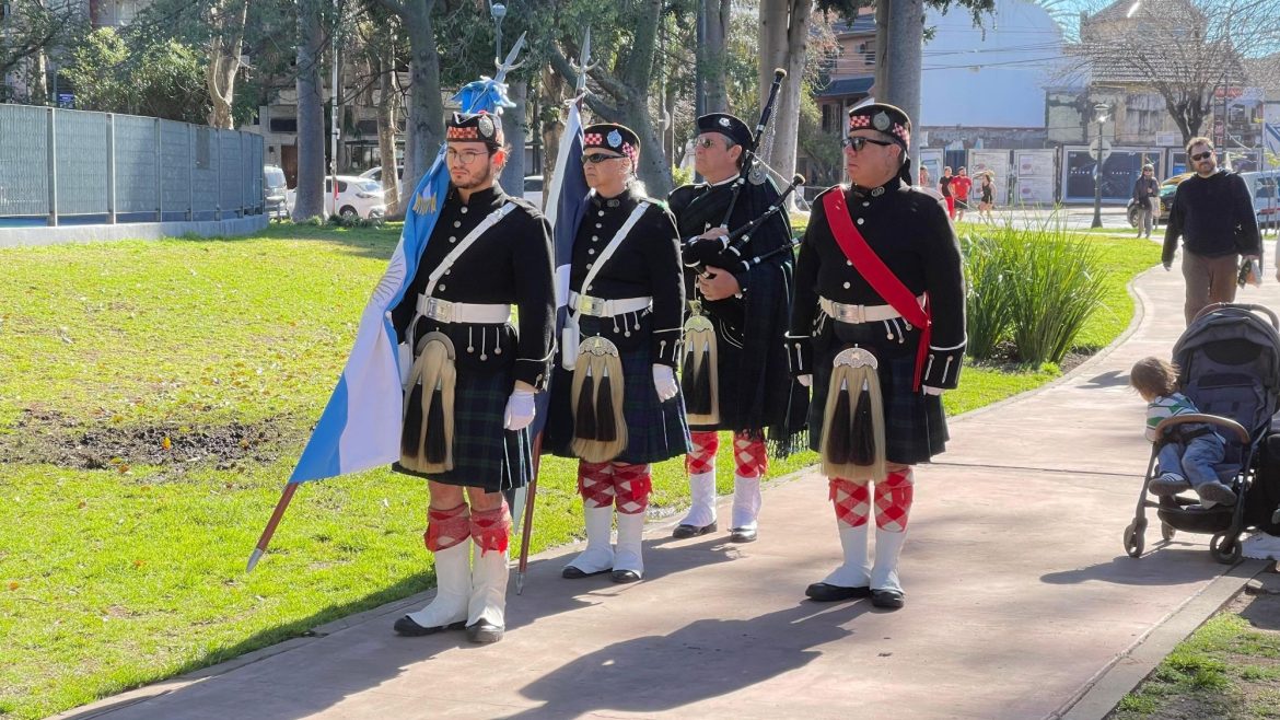 Bagpipers present at the tribute. Credit: John Hunter