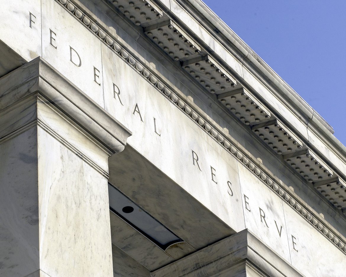 A close up of the Marriner S. Eccles building: